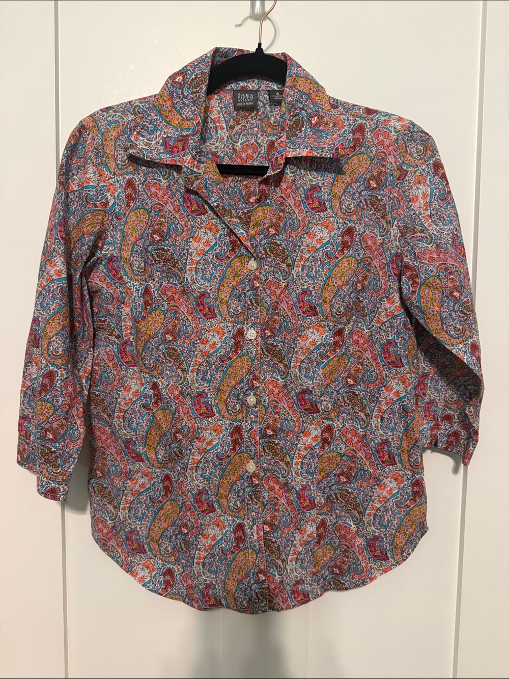 Saks Fifth Avenue Liberty Cotton Multicolor Paisley Button-Down Shirt Size 6